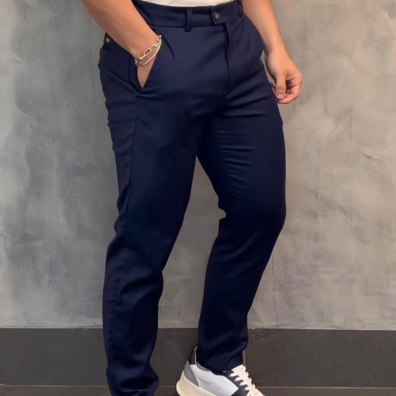 Calça Social Alfaiataria Masculina Malha Elastano Stretch