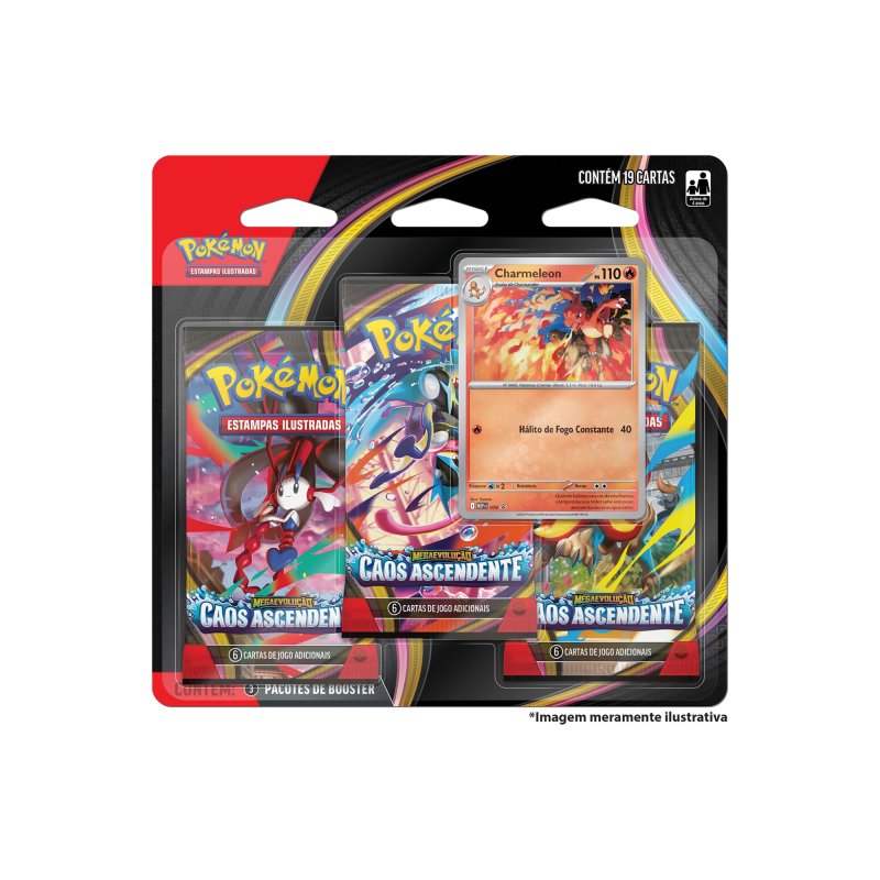 Pokémon TCG: Mega Evolução - Caos Ascendente - 3-Pack Blister - Português