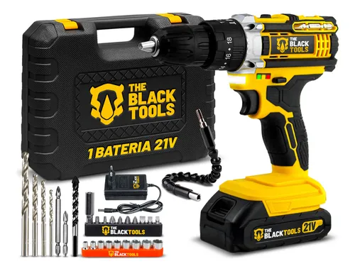 Parafusadeira E Furadeira Impacto The Black Tools Tb-21pw 3/8 Cor Amarelo