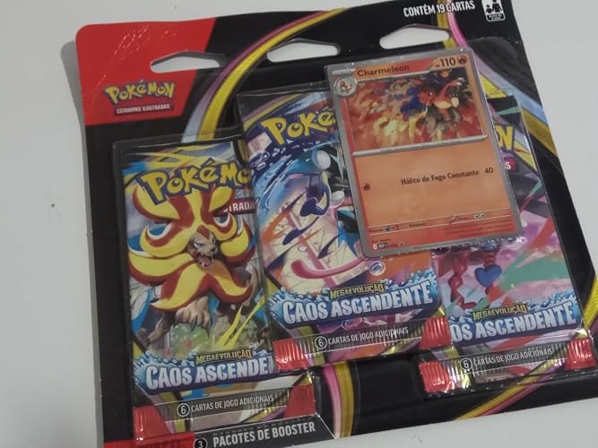 Pokémon TCG: Mega Evolução - Caos Ascendente - 3-Pack Blister - Português + Frete Grátis