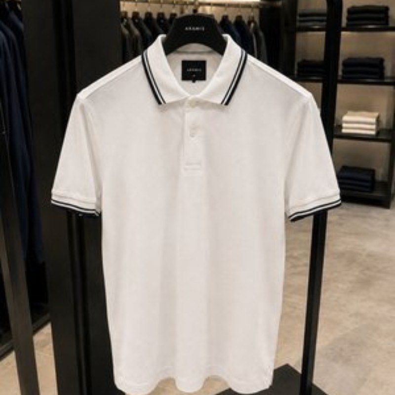 Polo Aramis Manga Curta Frisos New Off White