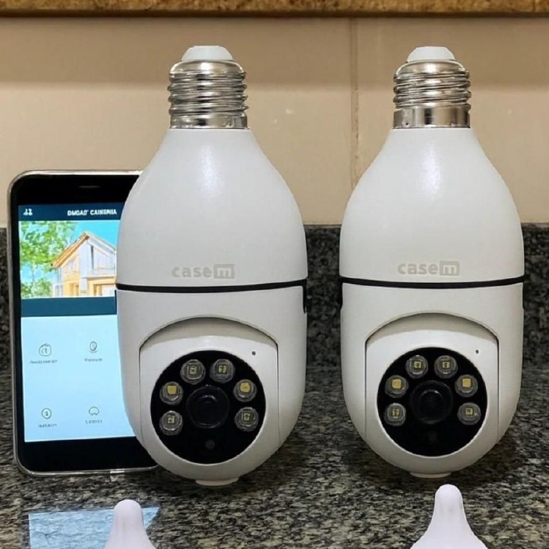 Kit 2 Câmeras de Segurança 360º Jortan WiFi IP HD Visão Noturna Lâmpada