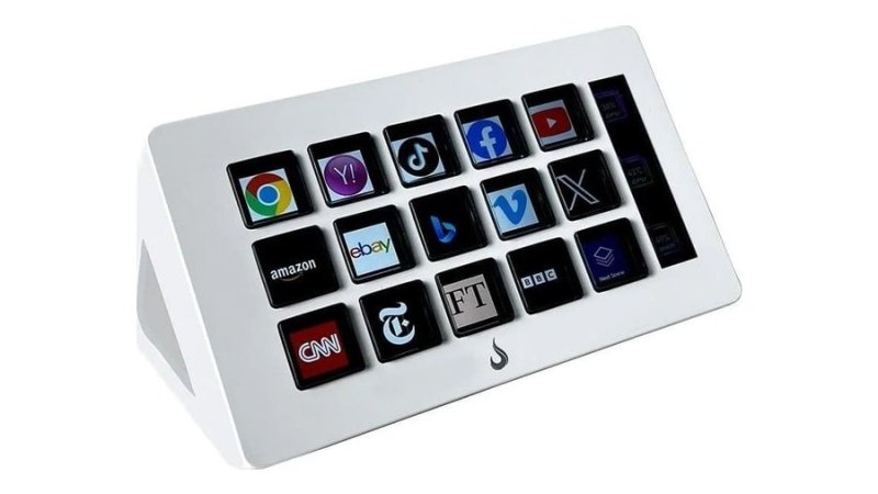 Mesa Controladora de Stream Rise Mode Vision 01, 15 Teclas LCD, Atalhos Personalizáveis, Branco RM-MC-01-W