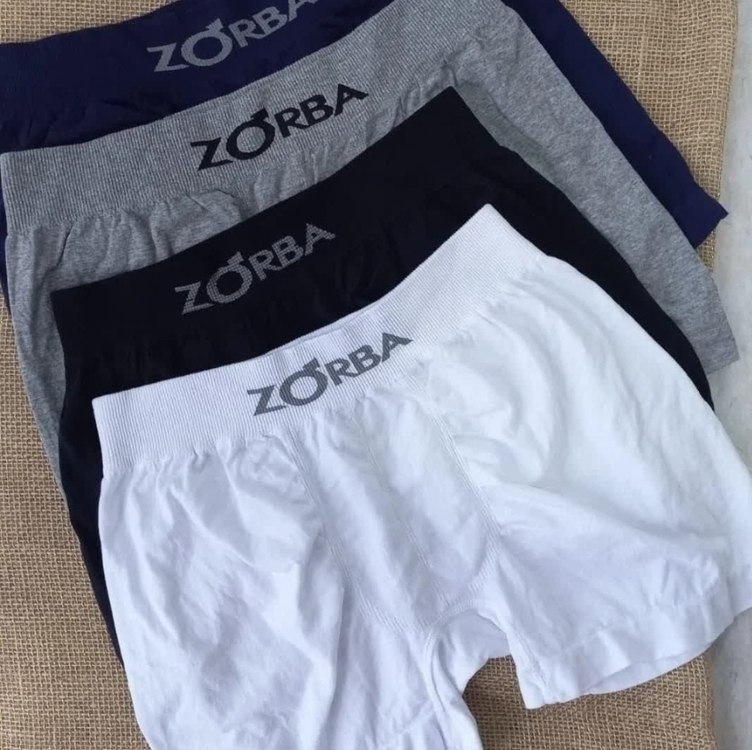 Kit 4 Cuecas Boxer Sem Costura Algodão Zorba Preto Liso