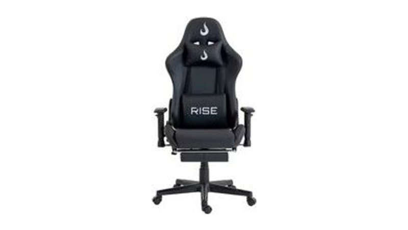 Cadeira Gamer Rise Mode X02, Ângulo Ajustável, Até 130Kg, Braço 2D, Apoio Para os Pés Retrátil, Preta RM-CG-X02-BK