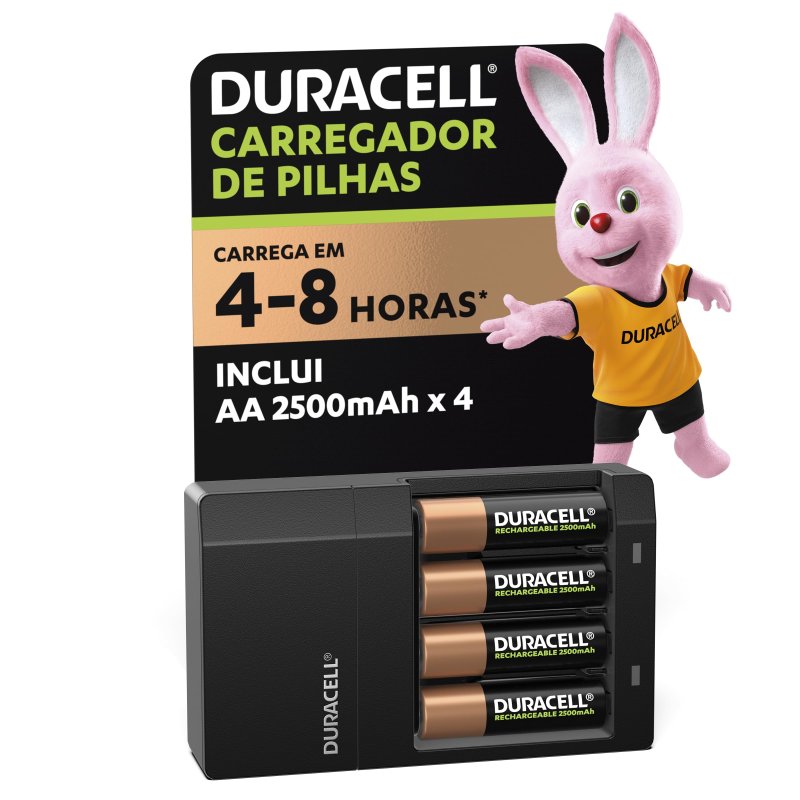 Carregador de pilhas Duracell + 4 Pilhas AA inclusas