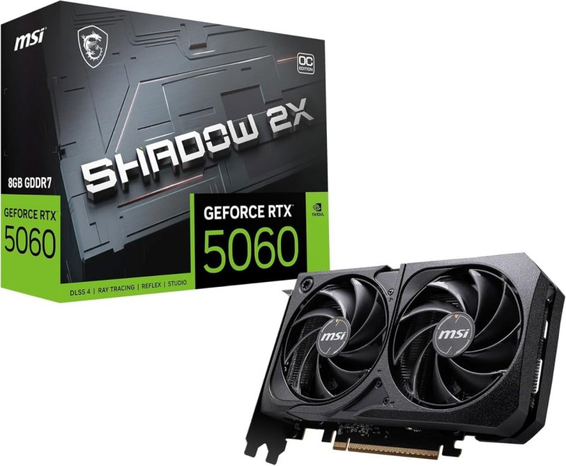 Placa de Video MSI RTX 5060 Shadow 2X OC, 8GB, GDDR7