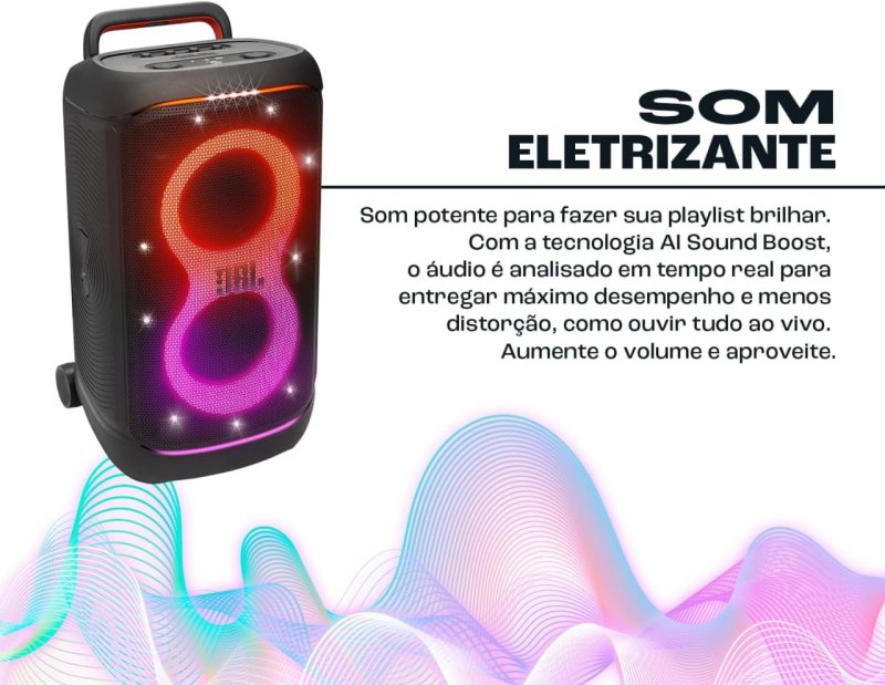 JBL PartyBox 520 - 400W RMS - Alça Telescópica IPX4