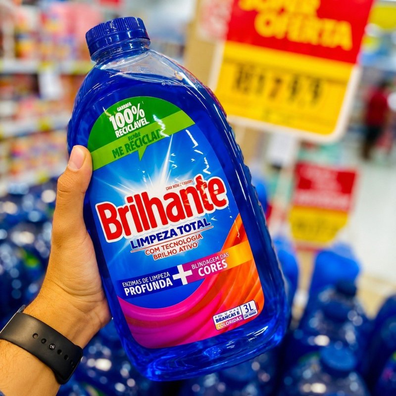 Brilhante Limpeza Total - Lava Roupas Líquido 3L + Frete Grátis