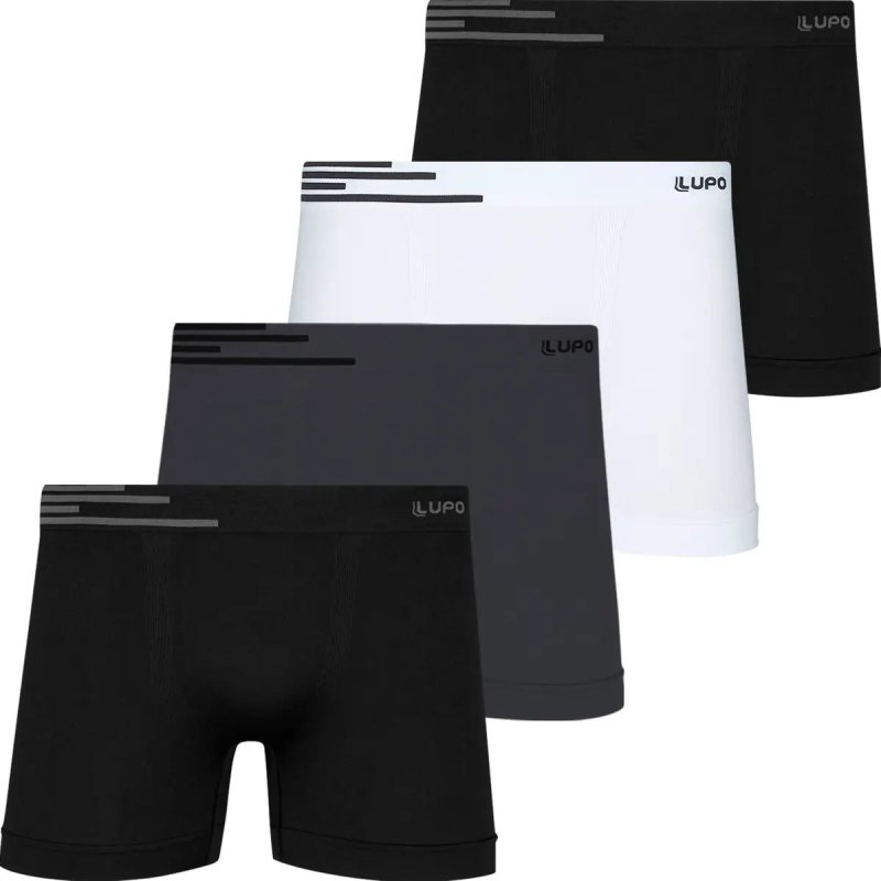 Kit 4 Cuecas Boxer Lupo Poliamida Sem Costura Box Original