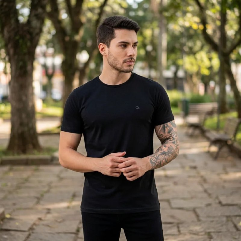 Camiseta Ogochi Básica Algodão Original Lisa Masculina
