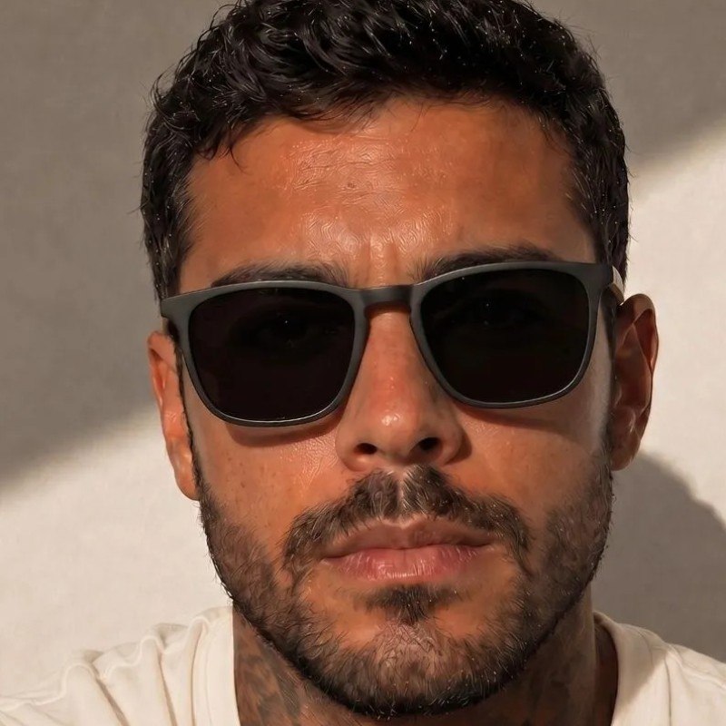 Óculos De Sol Masculino Moderno Estiloso Casual Uv Premium Quadrado Preto