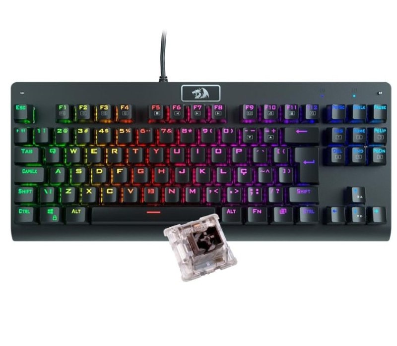 Teclado Mecânico Gamer Redragon Dark Avenger K568-2 RGB Switch Brown Com Fio