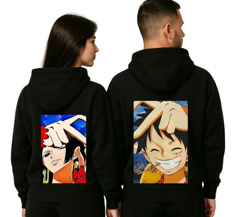 Kit Casal Moletom Canguru 2pçs One Piece + Frete Grátis