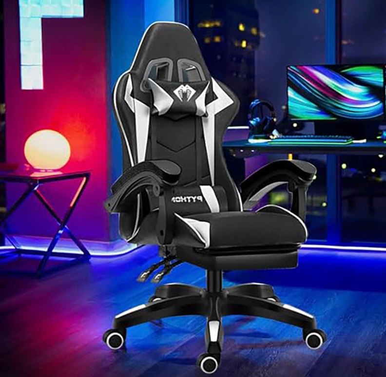 Cadeira Ergonomica Gamer Com Apoio Para Os Pés Branco