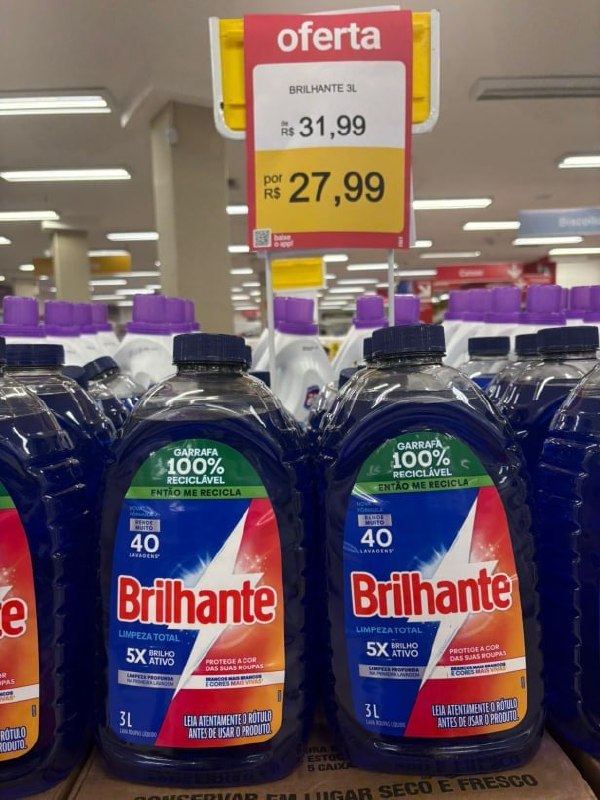 Lava Roupas Líquido Brilhante Limpeza Total 3L