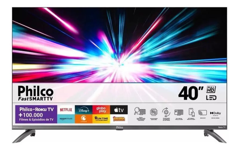 Smart Tv Philco 40'' Full Hd Roku Tv Ptv40 Hdr10 Dolby