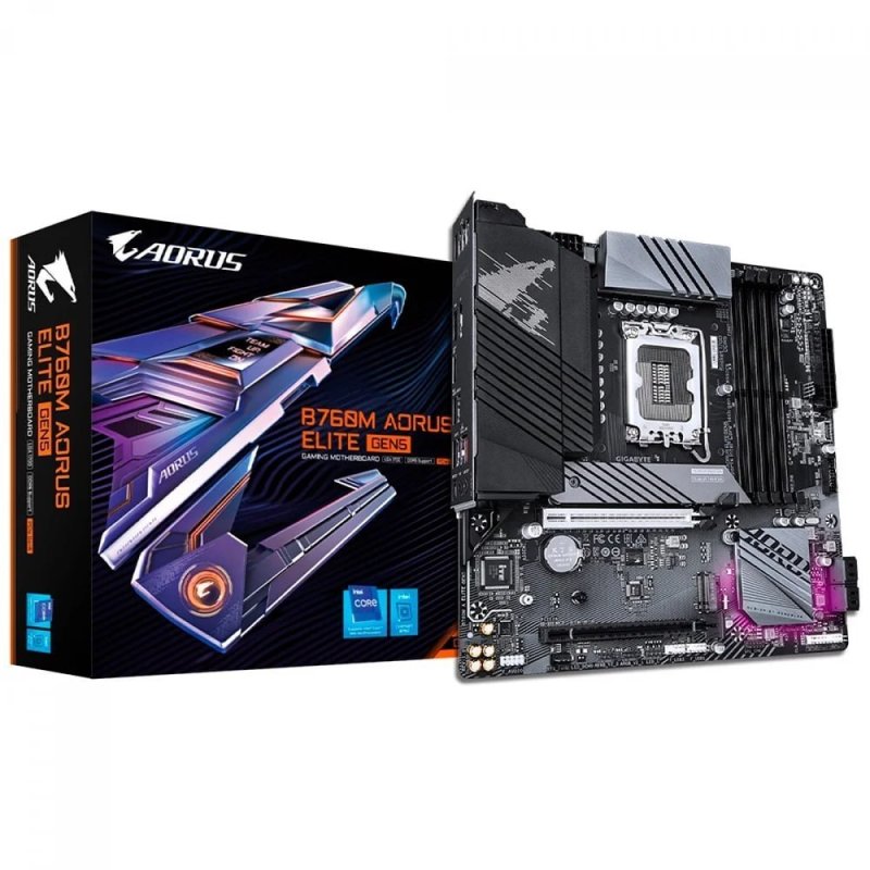 Placa Mãe Gigabyte Intel 1700 B760m Aorus Elite 4x Ddr5 Matx Cor Preto