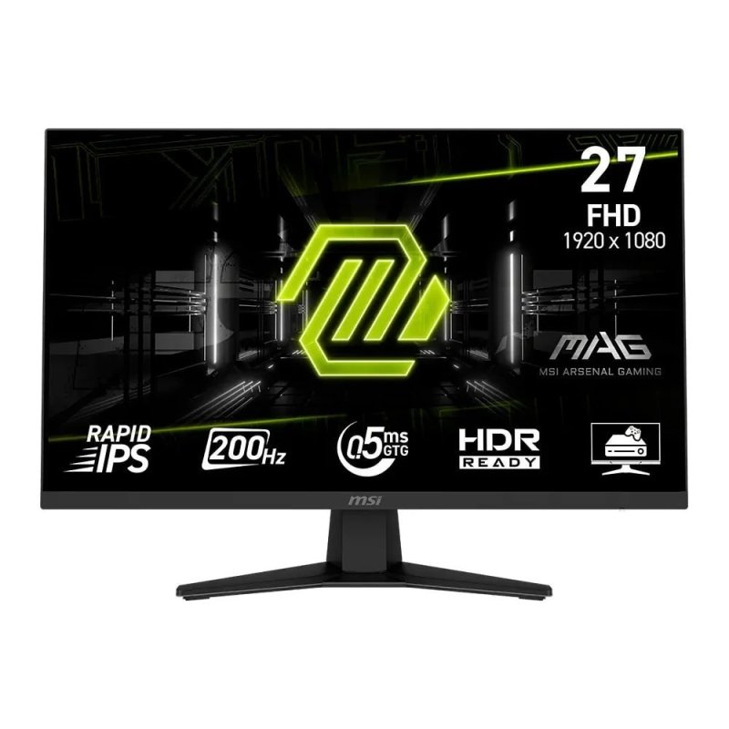 Monitor Gamer MSI Mag 27", Full HD, 200Hz, 0.5ms, Rapid IPS, Adaptive-Sync, HDR Ready, Preto Mag 274F