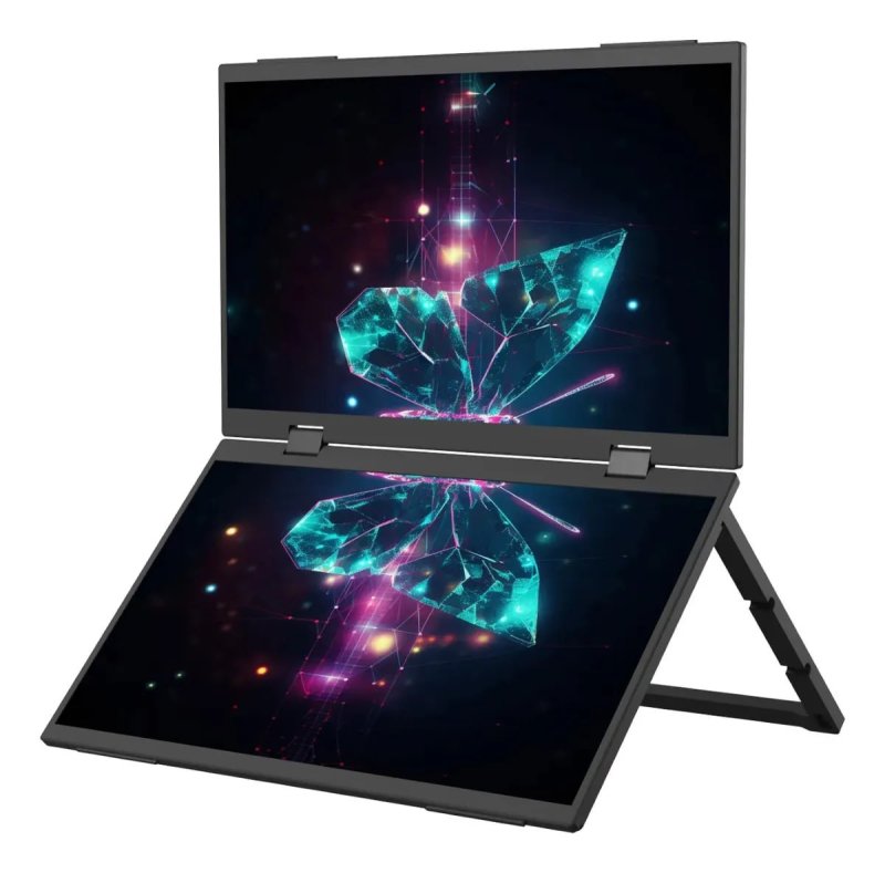 Monitor Portátil Duplo 15,6" Full HD com Telas Dobráveis e Bolsa