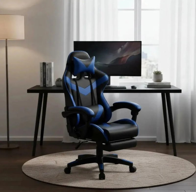Cadeira Gamer Sweet Studio Ergonômica Reclinável com Apoio para os Pés – Azul