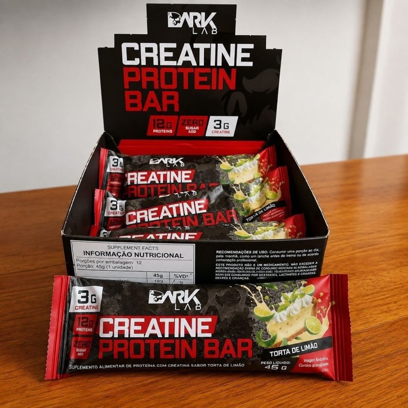Creatine Protein Bar 12 Un 45g Dark Lab Sabor Frutas vermelhas