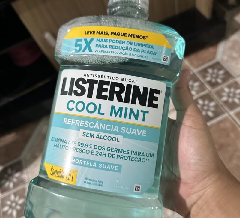 Listerine Cool Mint Enxaguante Bucal Sem Álcool, 500mL
