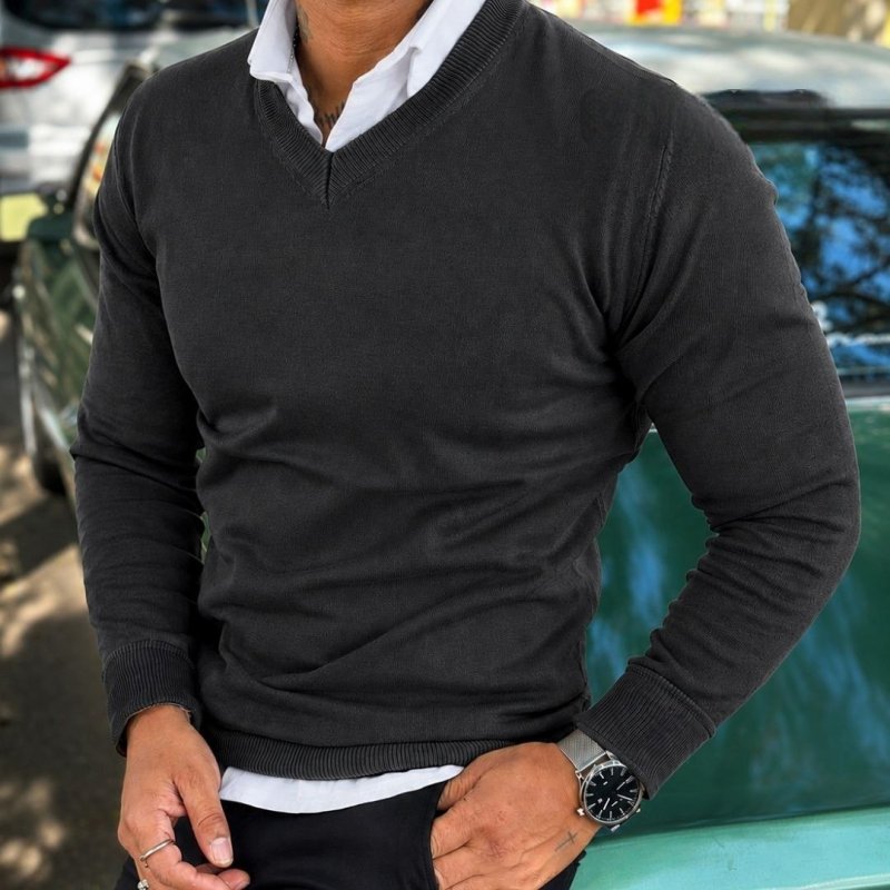 Suéter Masculino Inverno Blusa Gola V Social Casual Tricot