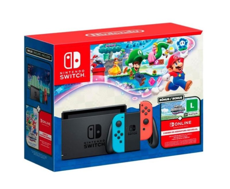 Bundle Nintendo Switch + Super Mario Bros. Wonder + 3 Meses de Assinatura Nintendo Switch Online
