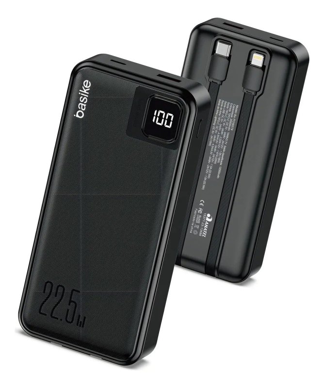Power Bank Basike 20000mAh Preto Carga Rápida 22.5W