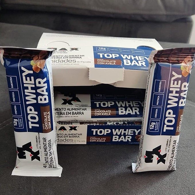 Top Whey Bar 12 Unidades Max Titanium 41G + Frete Grátis