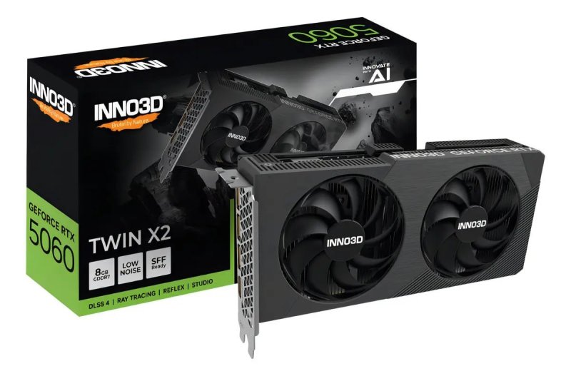 Placa de Vídeo INNO3D GeForce RTX 5060 Twin X2 8GB GDDR7 128-bit