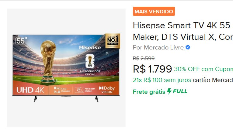 Hisense Smart TV 4K 55" Polegadas 55A6NV