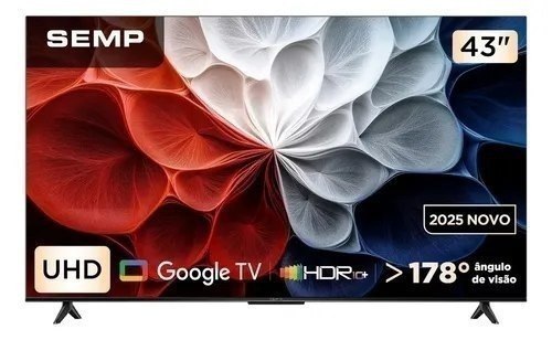 Smart TV Semp 43 Polegadas LED Hva 4K S62 WiFi Bluetooth Google TV