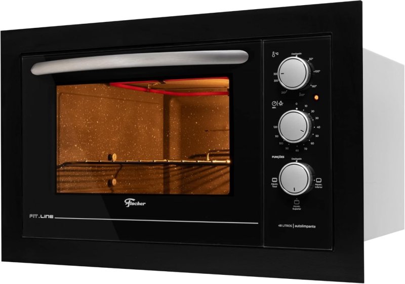 Forno Elétrico de Embutir Fischer Fit Line 48L Black – 220V