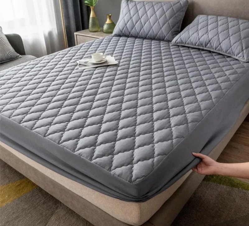 Capa Protetora Colchão Box Casal Padrão Matelado Impermeável Cor Chumbo