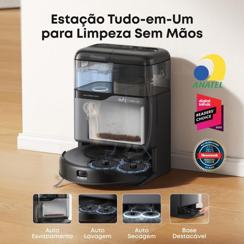 Robô Aspirador e Passa Pano eufy C20 Omni com Navegação a Laser