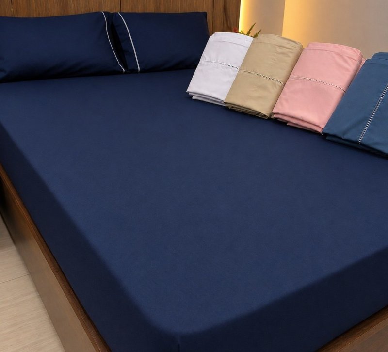 Jogo De Lençol 400 Fios Ponto Palito Cama Queen 3 Pçs Saldão