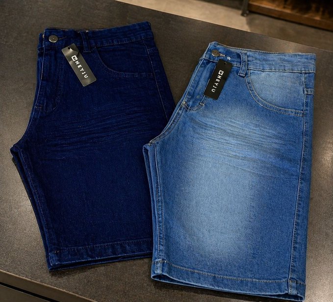 Kit com 2 Bermudas Jeans com Lycra + Frete Grátis