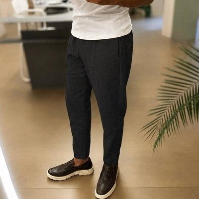 Calça Linho Masculino Social Casual C/bolsos Tecido Premium