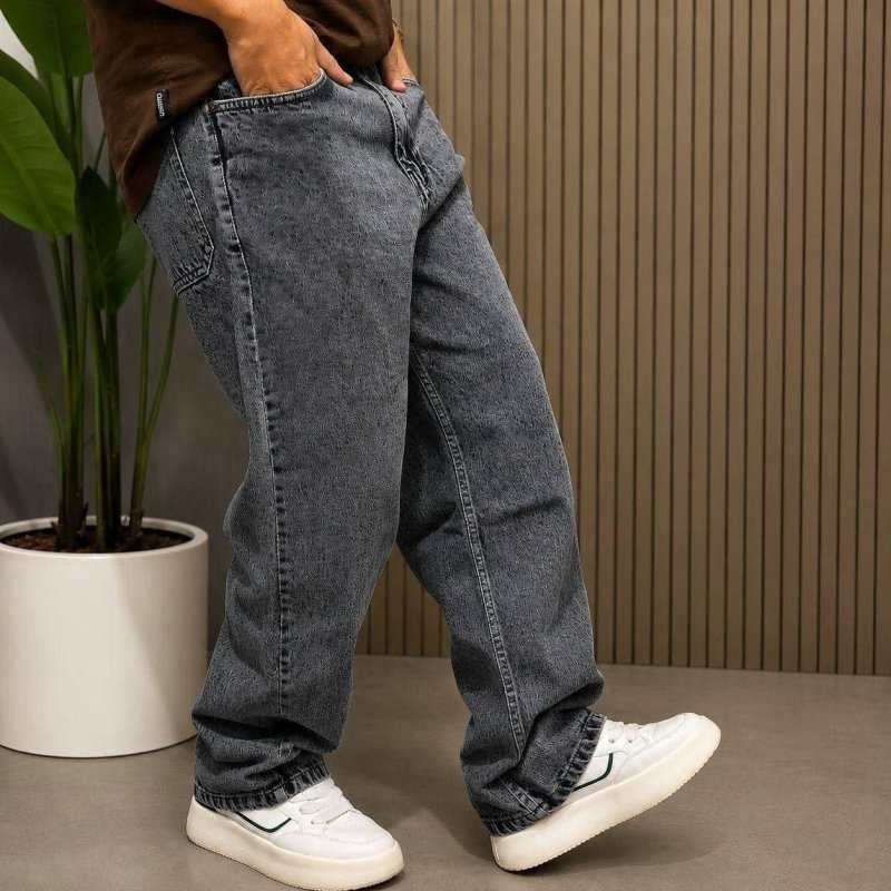 Calça Balão Jeans Masculina Marmorizada Streetwear Larga Bag
