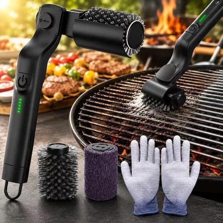 Escova Elétrica Limpeza Churrasqueira 2 Escovas Recarregável