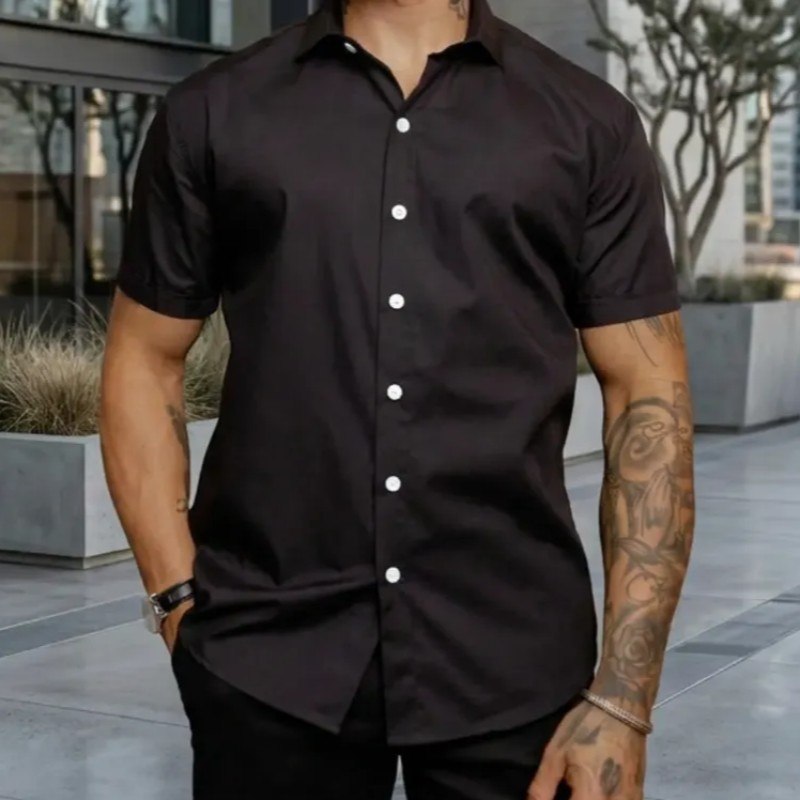 Camisa Social Masculina Gola Italiana Confortável