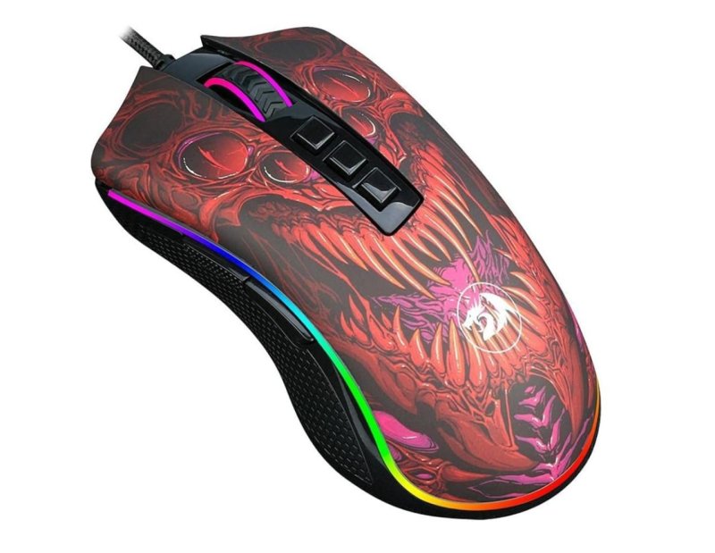 Mouse Gamer Redragon Infernal Dragon Ryu 8 Botões RGB 16000DPI - ID711, Preto e Vermelho