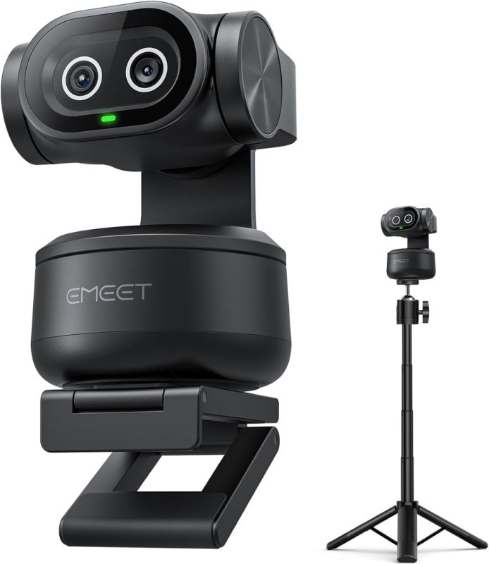 EMEET PIXY Câmera PTZ Dual com IA, 4K com Tripé, Rastreamento de IA