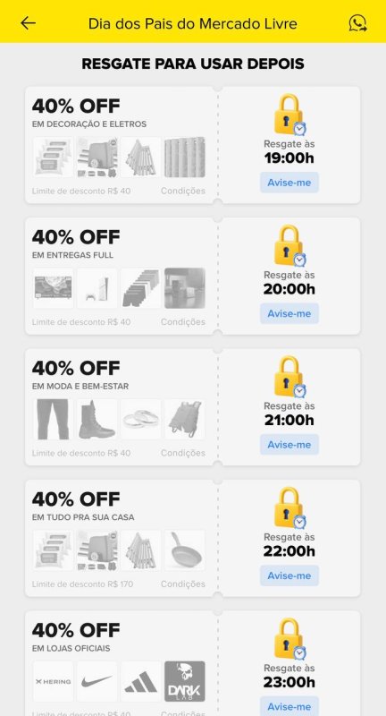 Cupons 40% OFF Mercado Livre 8.8