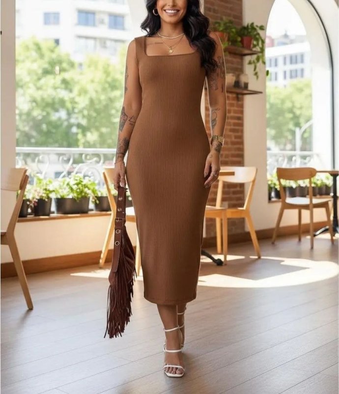 Vestido Longo Casual Festa Alça Grossa