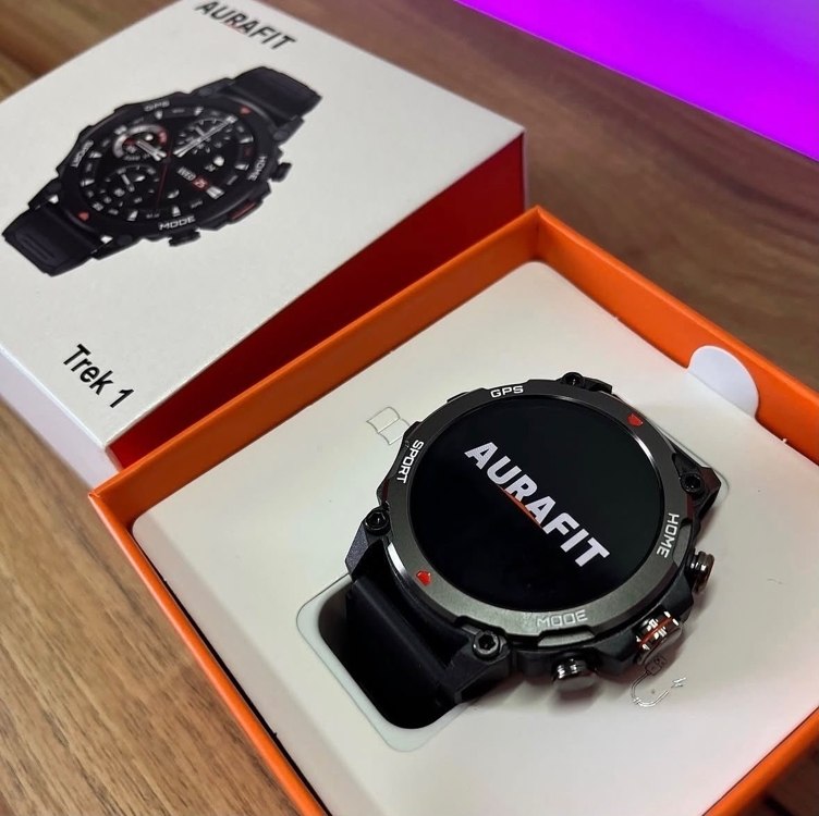 Relógio Smartwatch Aurafit Trek1 Com Gps À Prova D'água 5atm Preto Sport Preto/verde