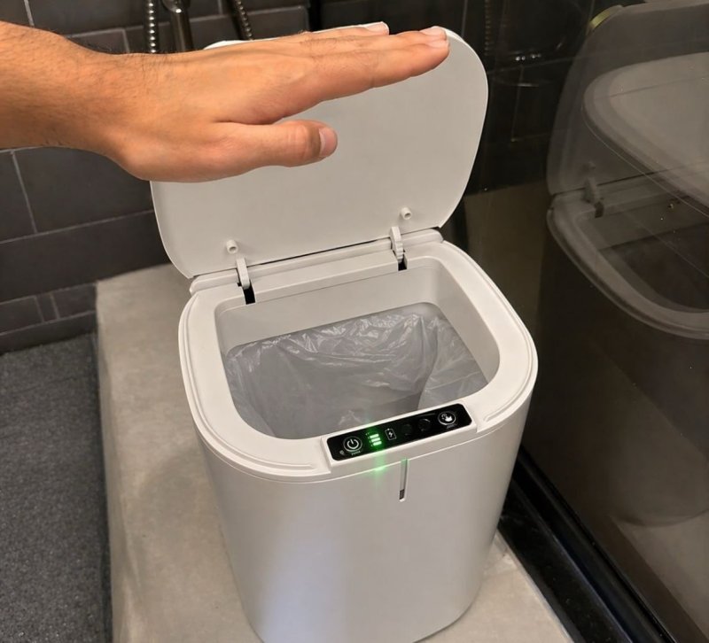Lixeira Inteligente 16l Com Sensor Automático E Tampa Touch Branco
