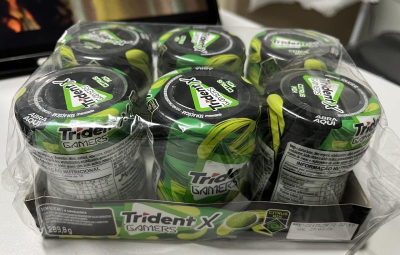 Chiclete Trident X Gamers Citrus Mix - Caixa com 6 unid de 48,3g